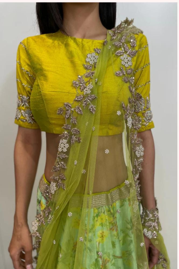 Mustard Floral lehenga set