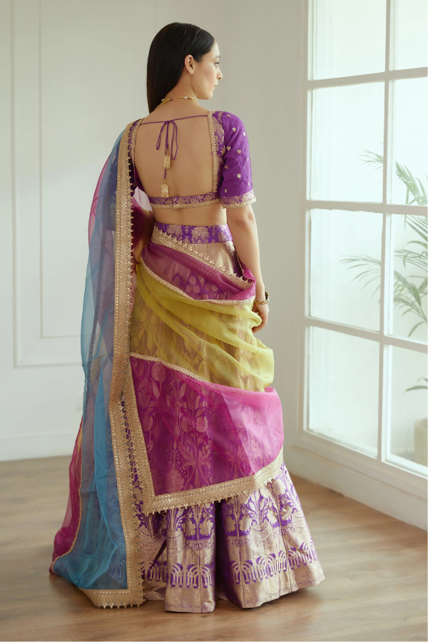 Purple Brocade Lehenga set