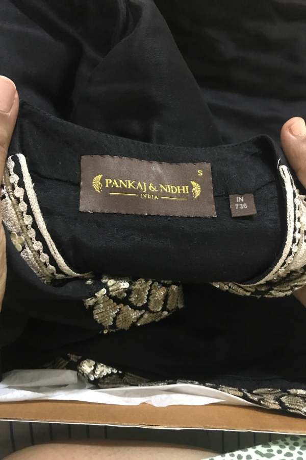 Pankaj & Nidhi black suit set