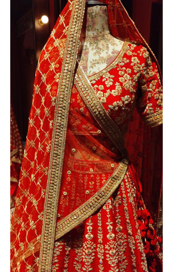 Sabyasachi red embroidered lehenga