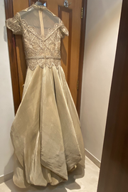 SHANTNU & NIKHIL Pleated Embroidered Draped Gown