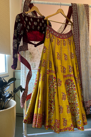 Anju Modi mustard embroidered lehenga set