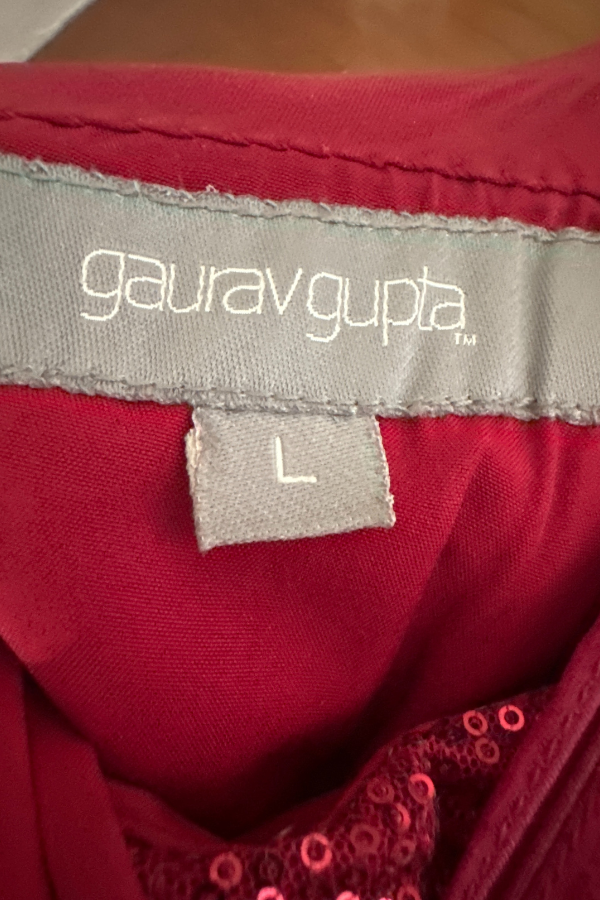 gaurav gupta Red sequin fan sculpting gown
