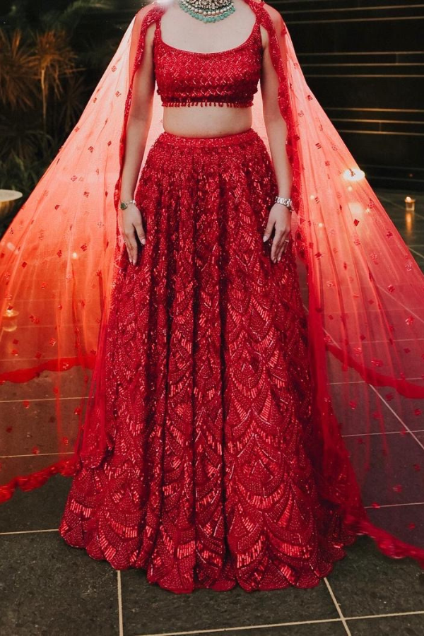 Seema Gujral Red sequins lehenga