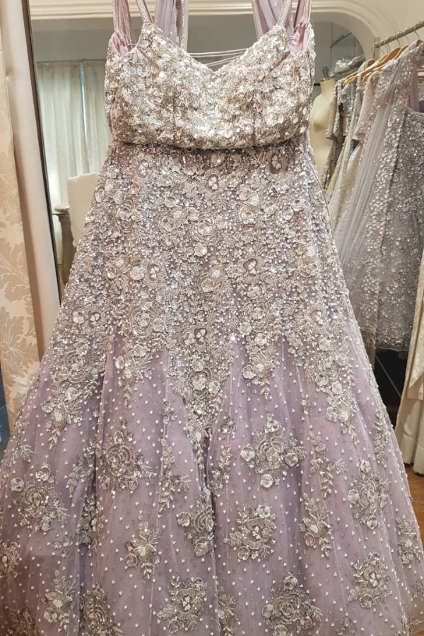 Natasha Dalal Lilac Crystal Encrusted Lehenga