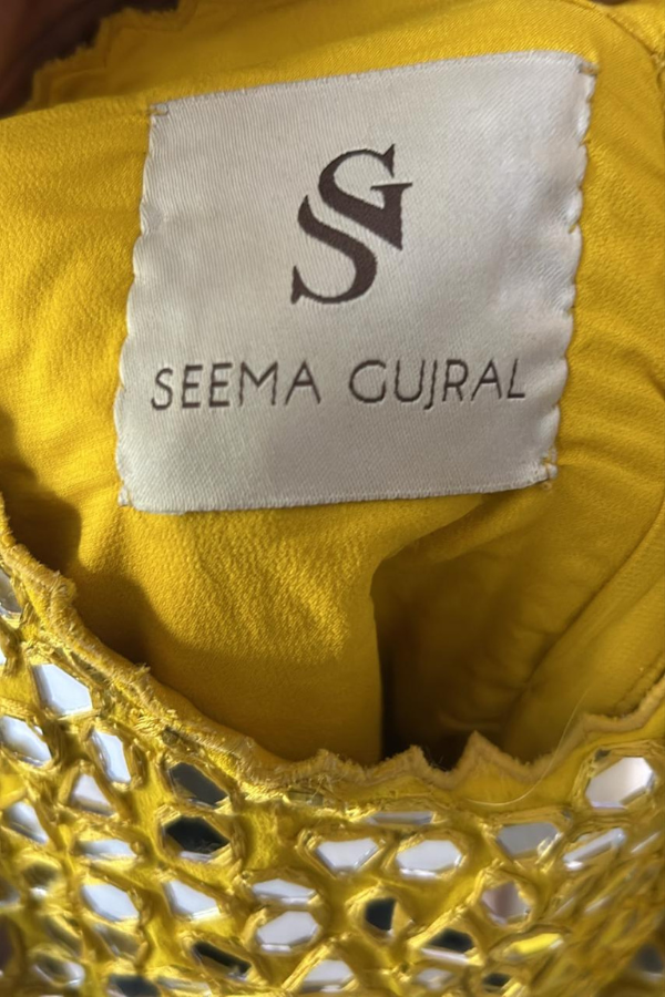 Seema Gujral Yellow Sharara Set With Mirror Work