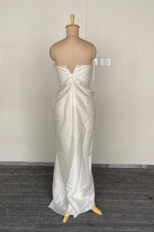 Amit Aggarwal Ivory strapless draped gown