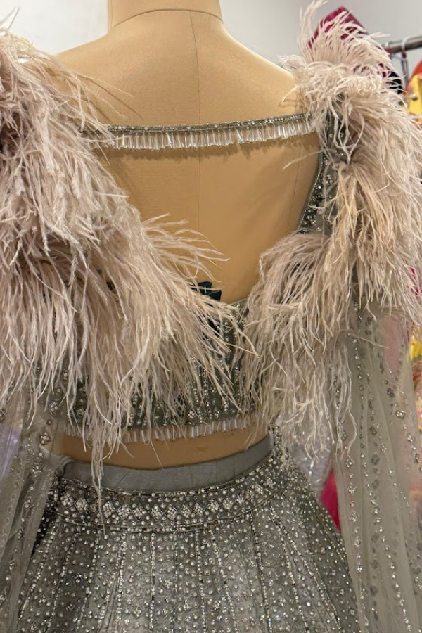 EJAAZ COUTURE GREY LEHENGA SET