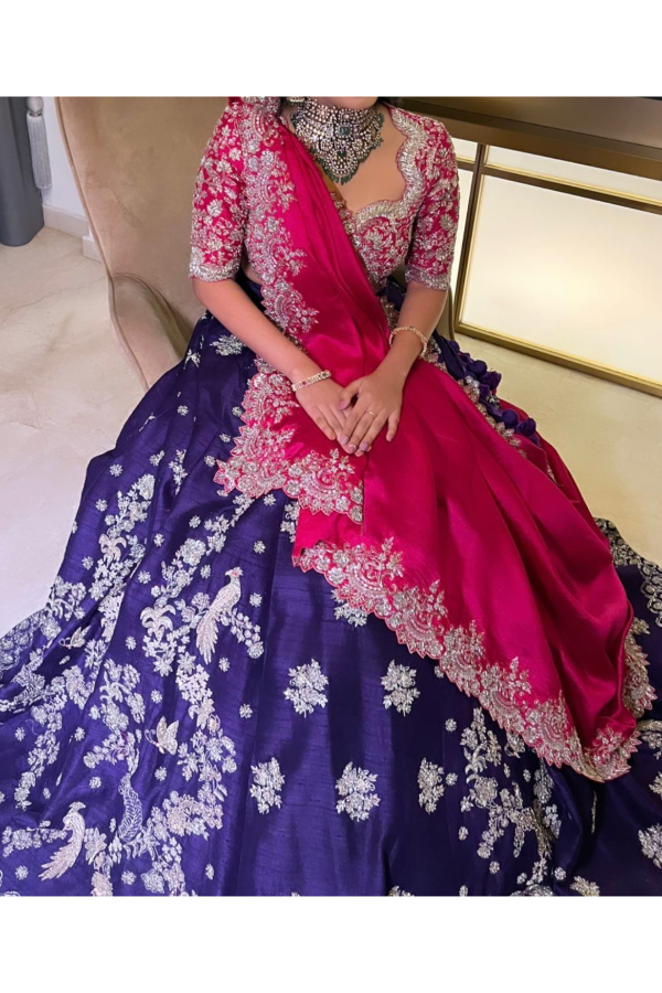 Buy Lavender Purple Lehenga Choli With Lucknowi Thread Work And Multicolor  Resham And Mirror Accents