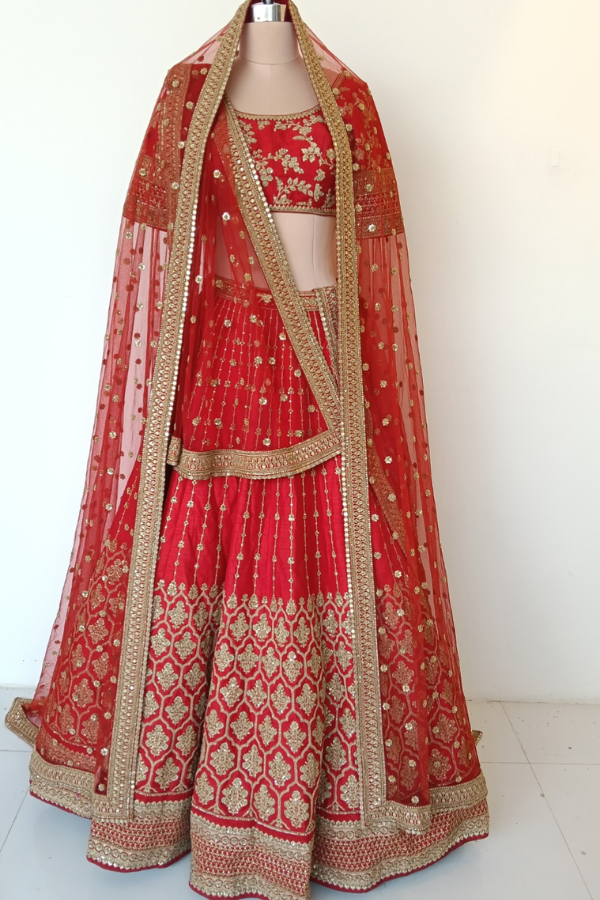 Red Embroidered lehenga set