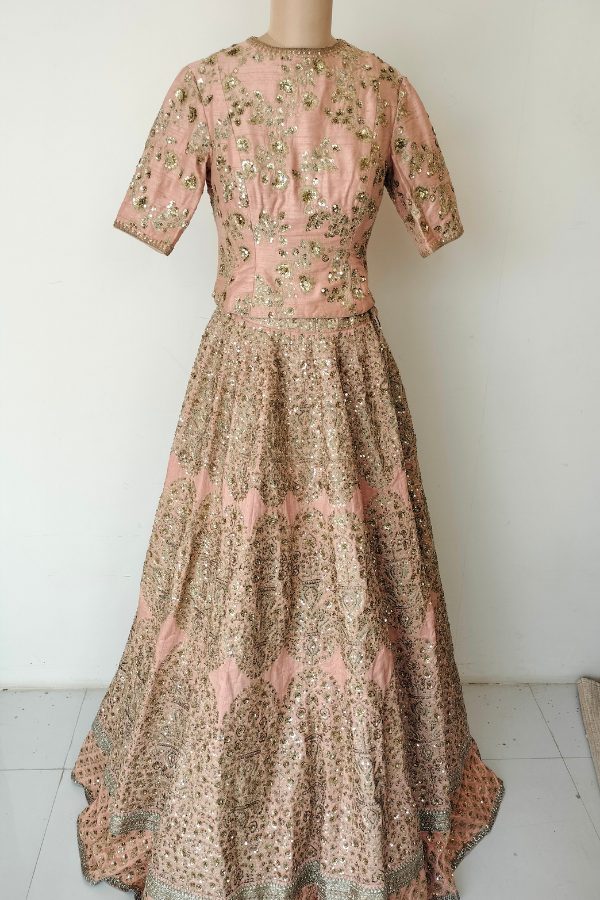 Pastel Rose Zari work lehenga set