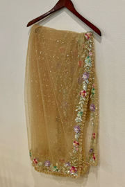 SEEMA GUJRAL Gold Dupatta Floral Embroidered Lehenga Set