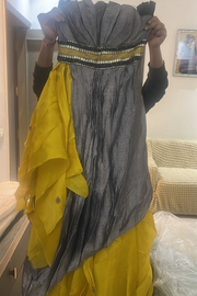 Shantanu & nikhil yellow & Grey gown