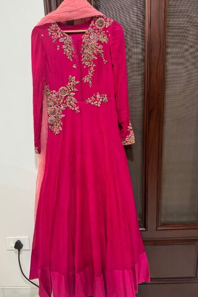 Dolly J pink embroidered anarkali set