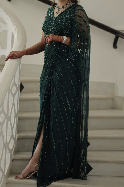 embellished Saree Gown