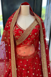 Sabyasachi red bridal lehenga