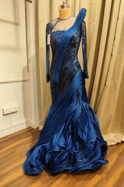 Gaurav gupta blue sculpted gown