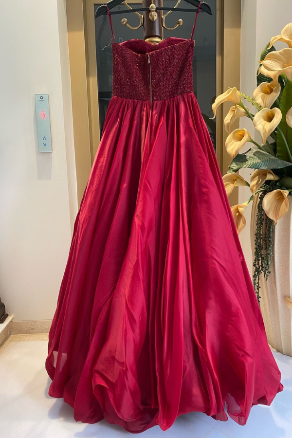 Shantanu & Nikhil Red Sweetheart Gown