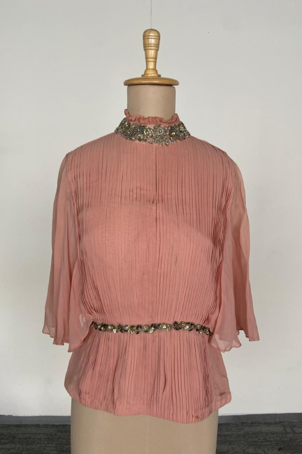Varun Bahl dusty pink pleated top
