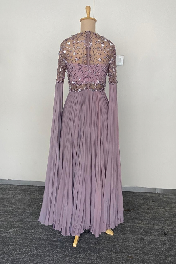 lavender crystal cascade gown