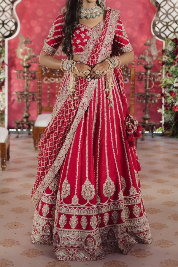 KALKI FASHION CRIMSON RED BRIDAL LEHENGA SET