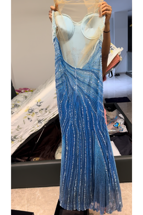 Bhawna Rao Blue Italian Tulle Shaded Gown