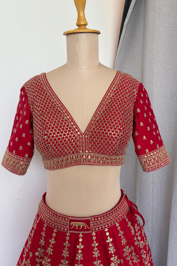 Red Zardosi Bridal Lehenga set