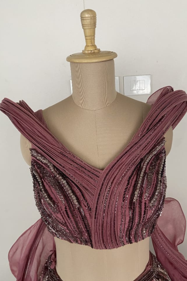 Mauve Cascade lehenga set