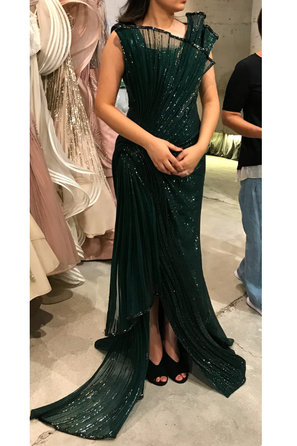 Gaurav Gupta emerald green sculpted gown