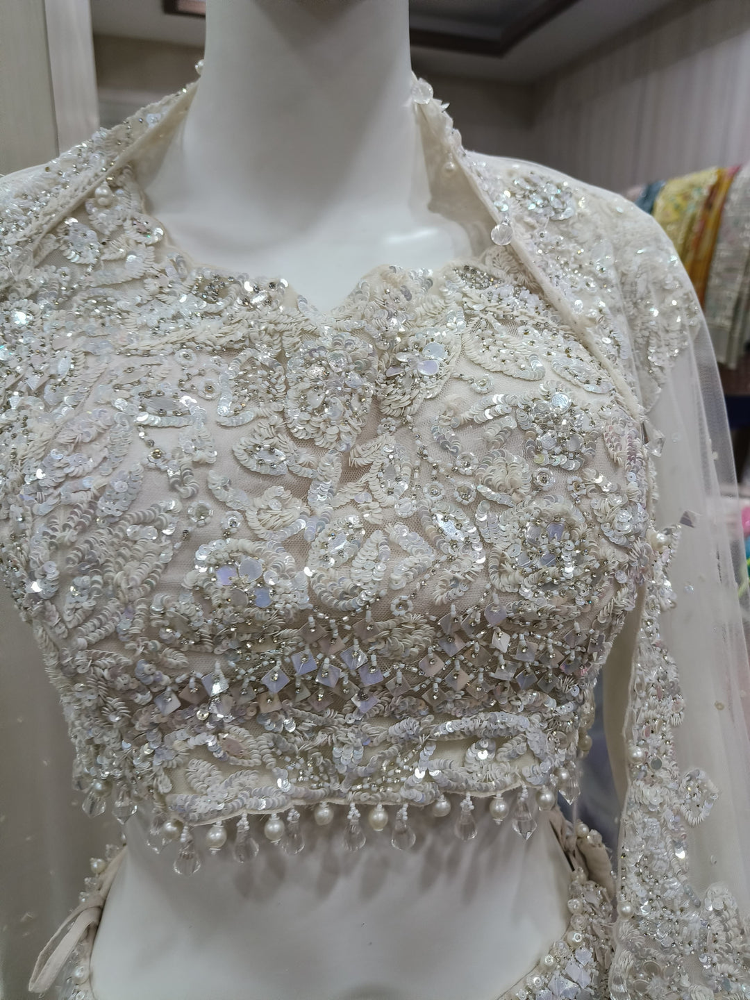 Seema Gujral Ivory Embellished Bridal Lehenga Set