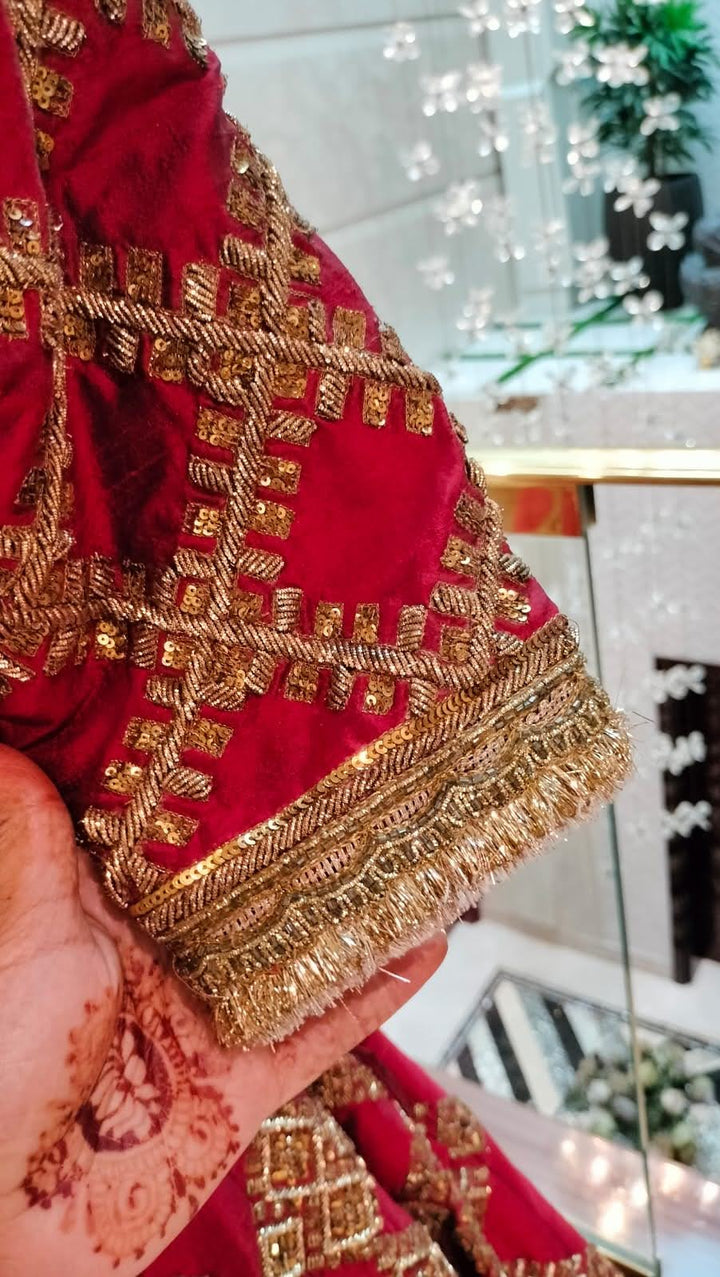 Manish Malhotra Red Embroidered Lehenga Set