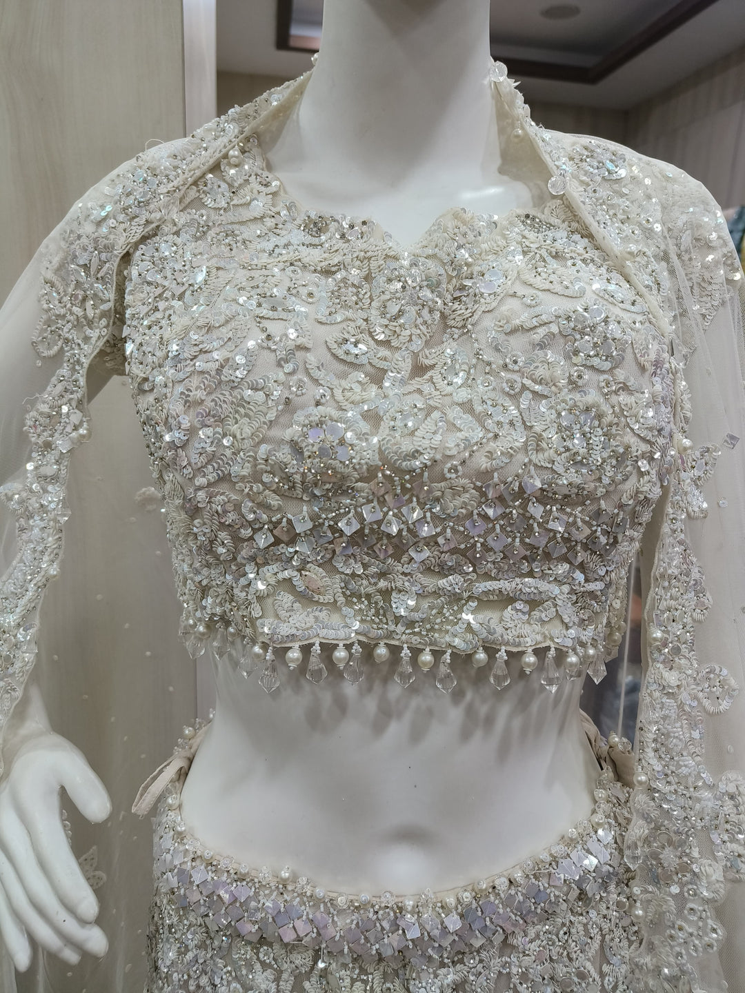 Seema Gujral Ivory Embellished Bridal Lehenga Set