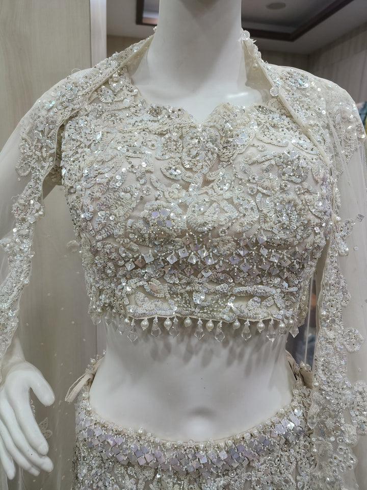 Seema Gujral Ivory Embellished Bridal Lehenga Set