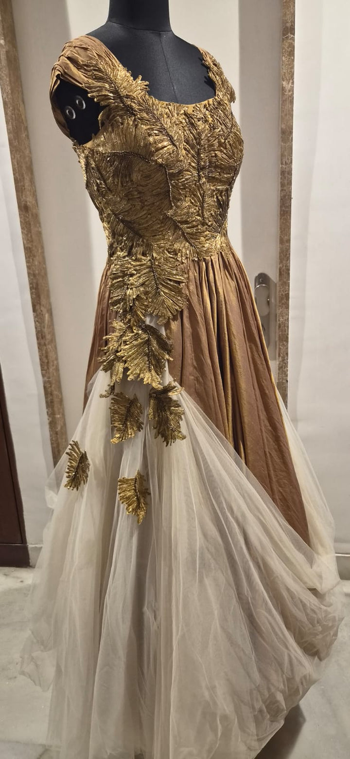 Shantanu & Nikhil Gold Embellished Gown