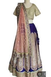 Sabyasachi Blue & Gold embroidered lehenga set