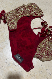 Sabyasachi dark red embroidered lehenga set