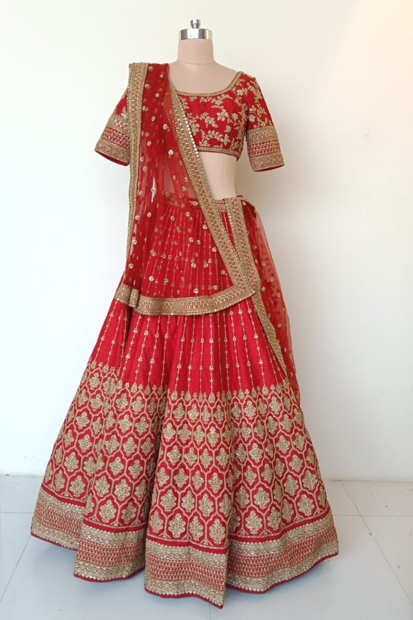 Red Embroidered lehenga set