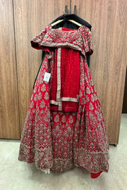 Cadmium Red Embroidered Lehenga Set