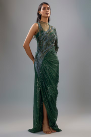 Gaurav gupta green stitched saree gown