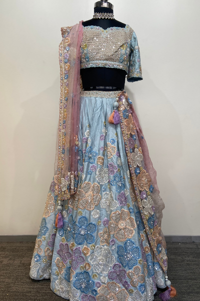 Seema Gujral Blue embroidered lehenga set