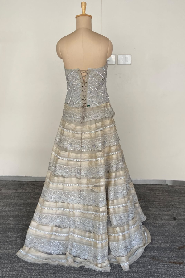 Jade By MionChampagne ivory embellished gown