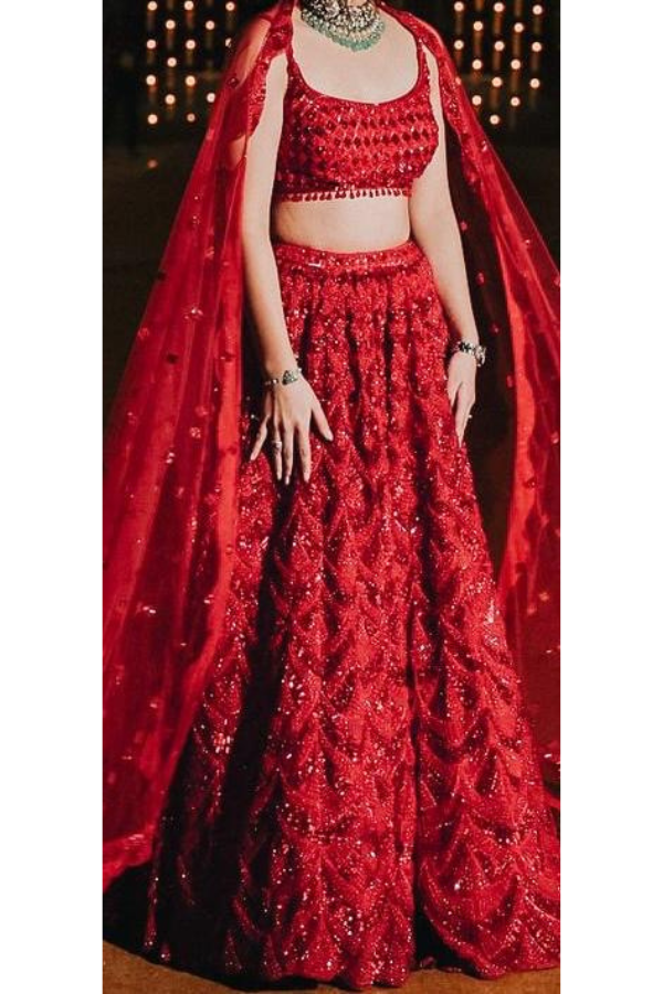 Seema Gujral Red sequins lehenga