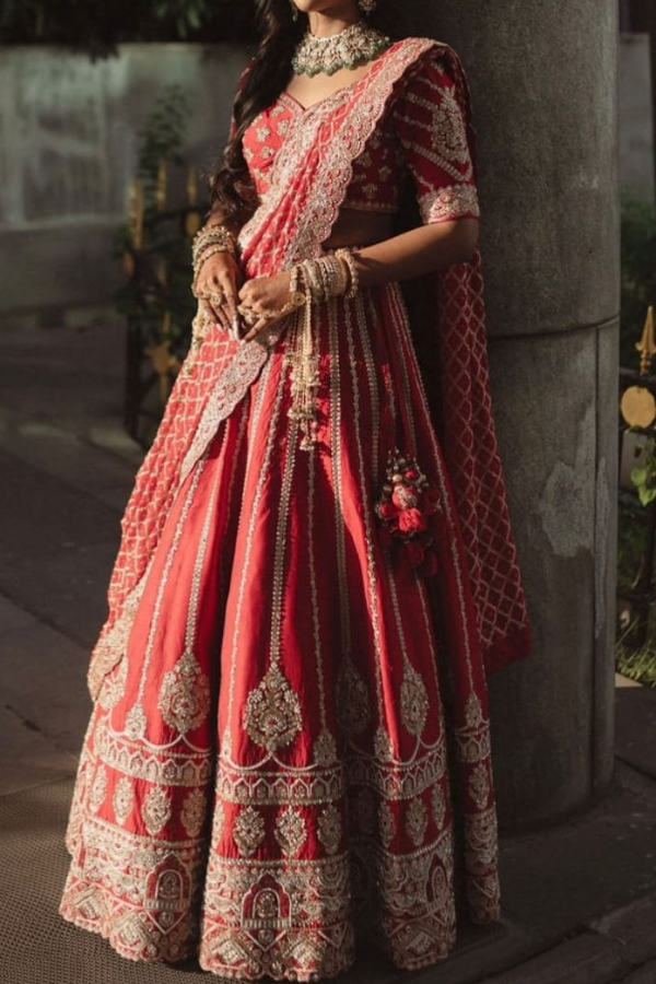 KALKI FASHION CRIMSON RED BRIDAL LEHENGA SET