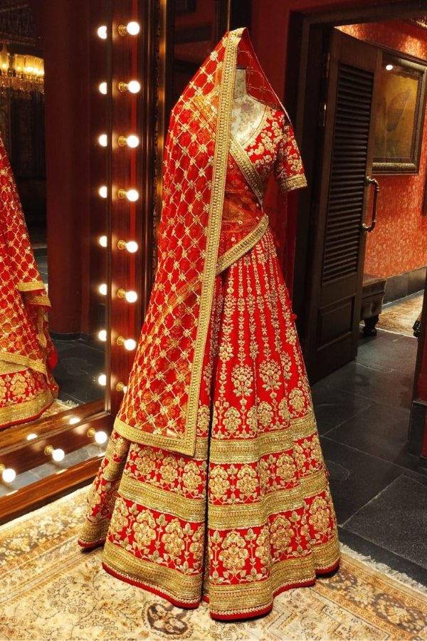 Sabyasachi red embroidered lehenga