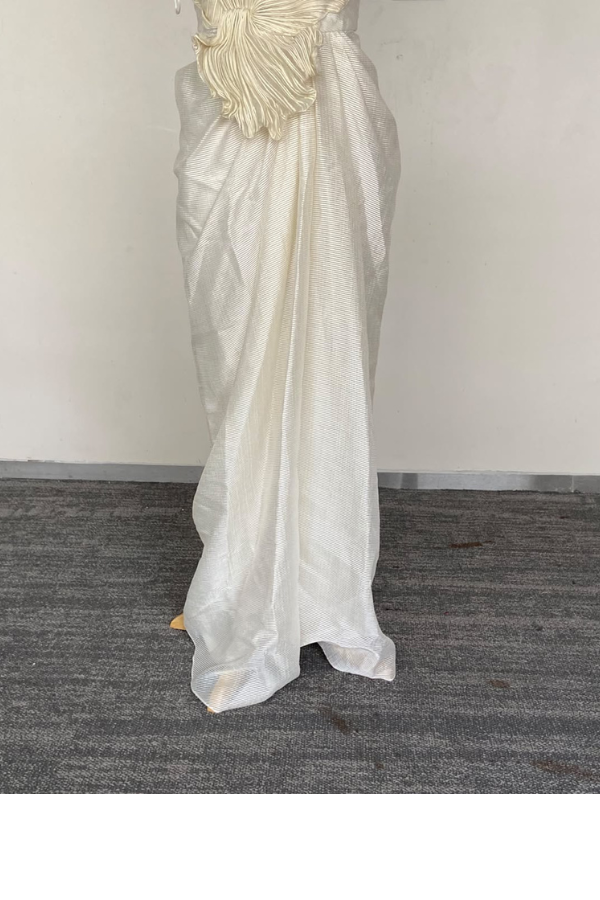 Amit Aggarwal Ivory strapless draped gown