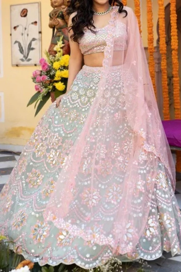 Aneesh Aggrawal pastel embellished lehenga set