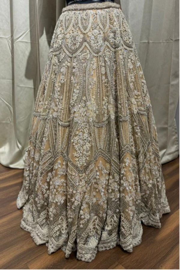 Beige Embroidered heavy lehenga set