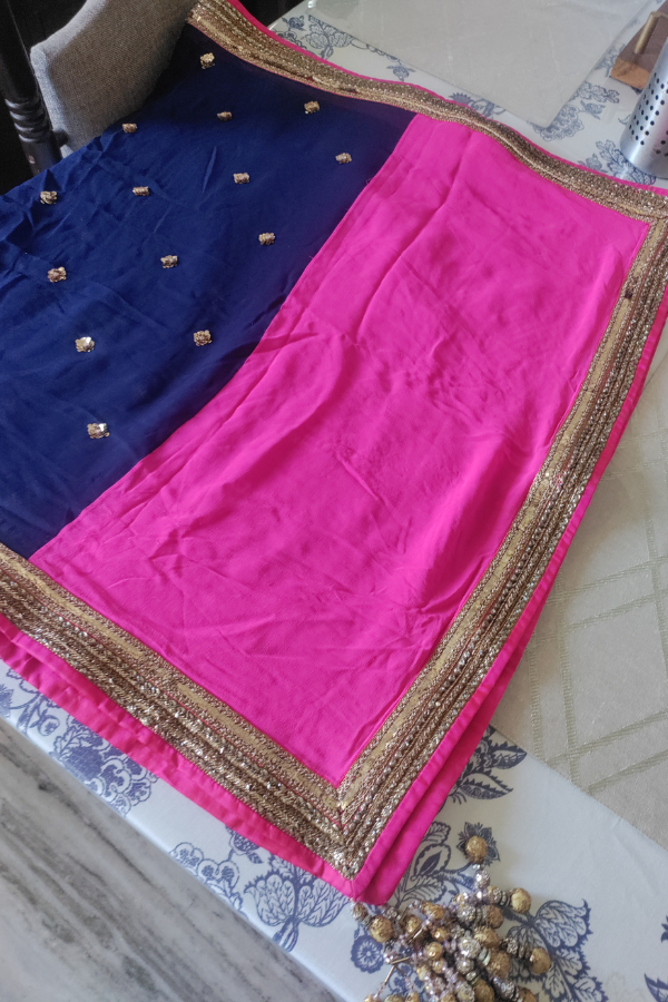 Manish Malhotra pink kurta with blue dupatta