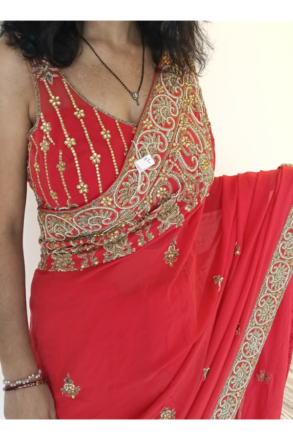 Ruby red Saree set