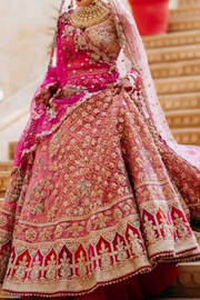 Rimple & Harpreet pink embroidered lehenga